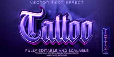 Free vector tattoo text effect, editable vintage and artist text style