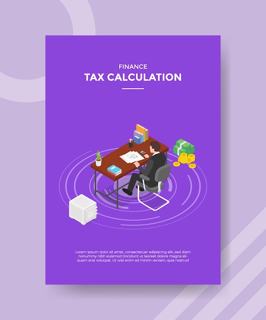 Free vector tax calculation concept for template banner and flyer for printing with isometric style illustration