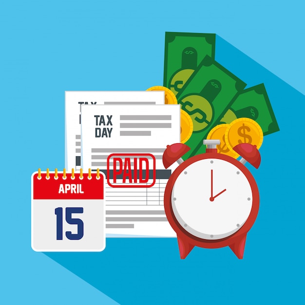 Tax day 15 April. Service finance tax report with calendar