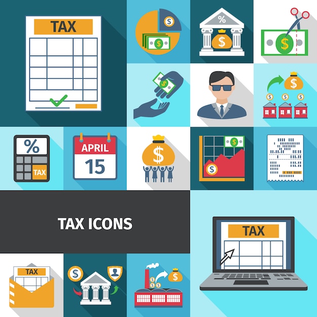 Tax Flat Icon Set