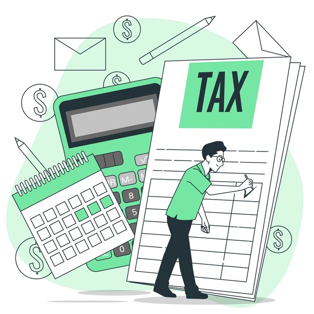 Tax preparation concept illustration