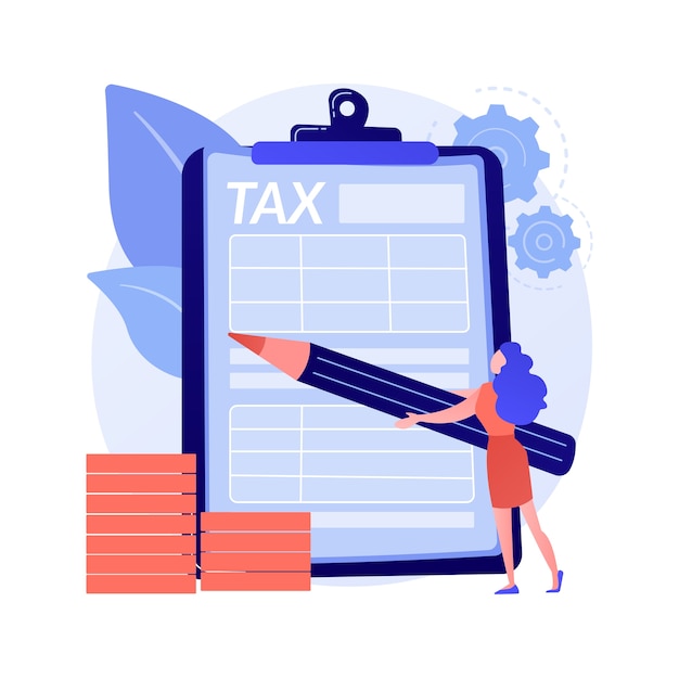 Free vector taxes calculation. financial management. achieving success. completed labour, noted obligation, executed task. responsible man ticking list with pencil. vector isolated concept metaphor illustration.