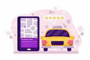 Free vector taxi app concept five stars