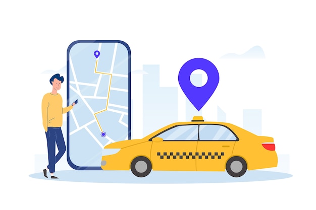 Taxi app concept illustrated