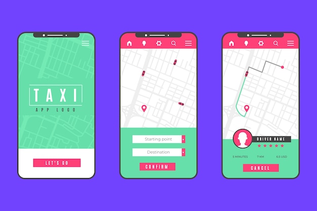 Taxi app concept interface