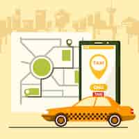 Free vector taxi app concept on mobile