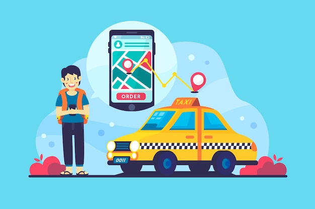 Concetto di app di taxi