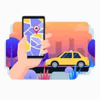 Free vector taxi app design