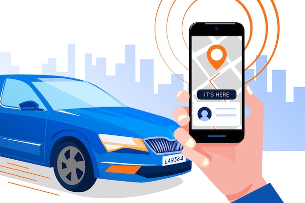 Vettore gratuito concetto di interfaccia app taxi