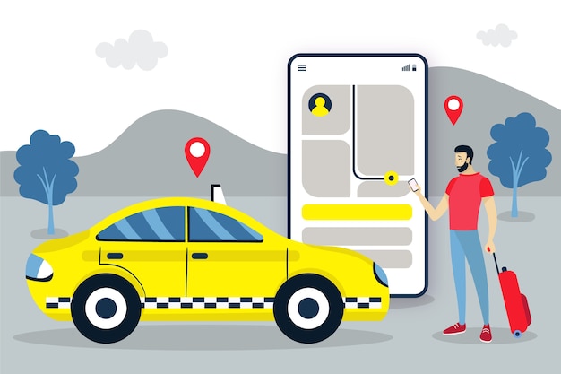 Free vector taxi app interface concept