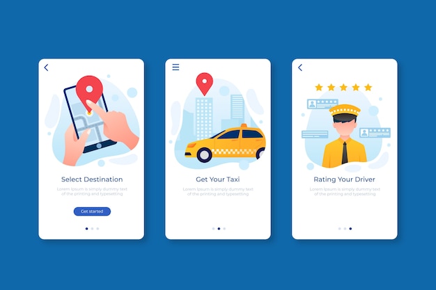 Vettore gratuito concetto di interfaccia app taxi