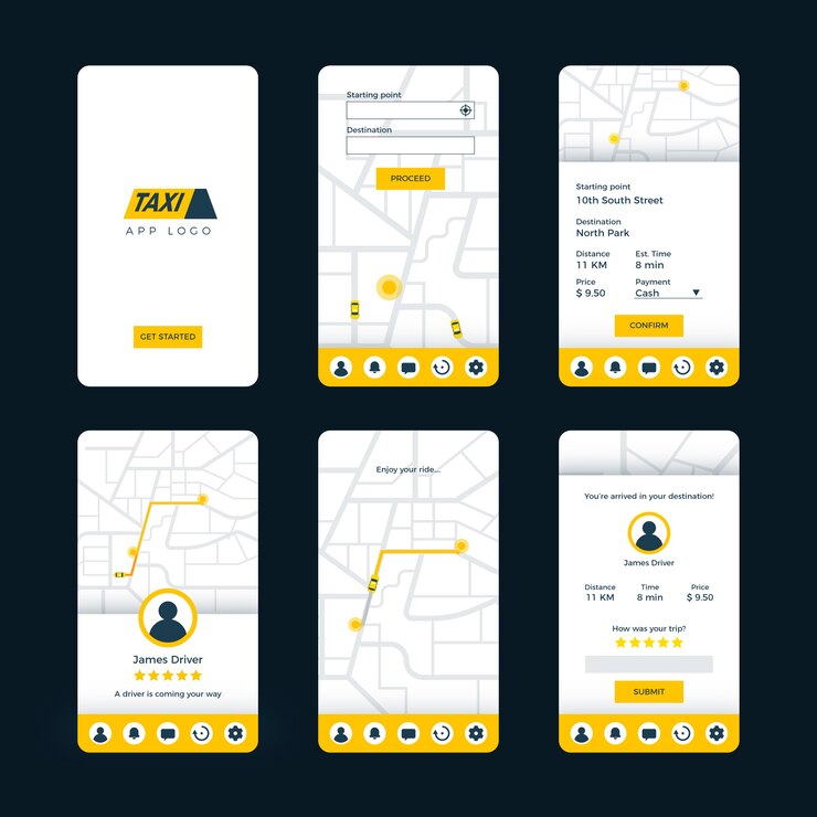 Free Vector taxi app interface concept