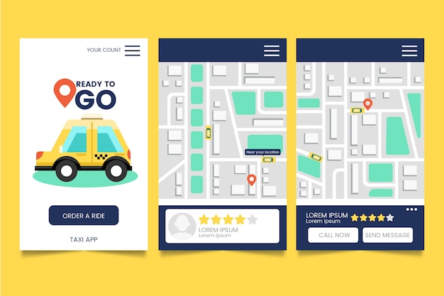 Concetto di interfaccia app taxi