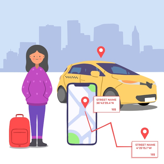 Free vector taxi app interface concept