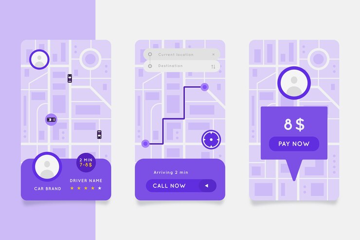 Free Vector taxi app interface design