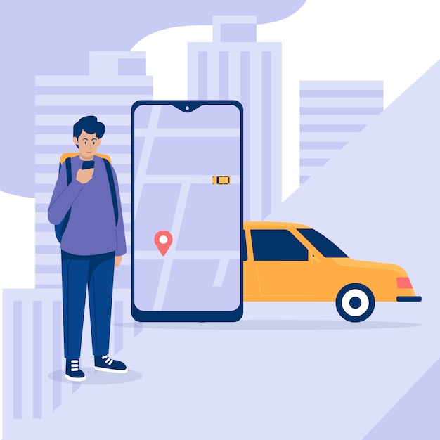 Taxi app interface illustration
