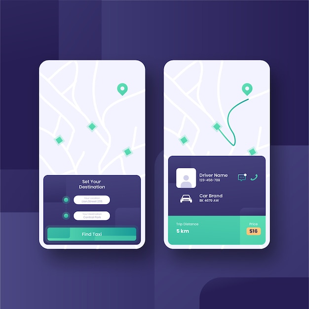 Taxi app interface template