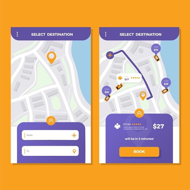 Free vector taxi app interface