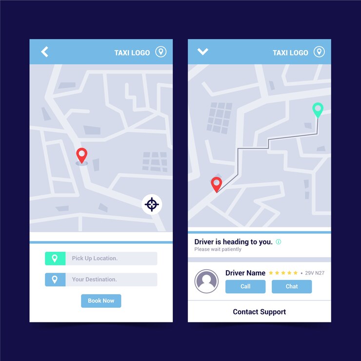 Free Vector taxi app interface