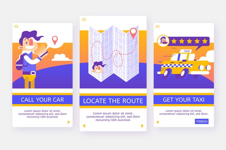 Free Vector taxi app interface
