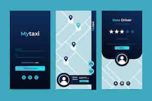 Vettore gratuito interfaccia dell'app taxi