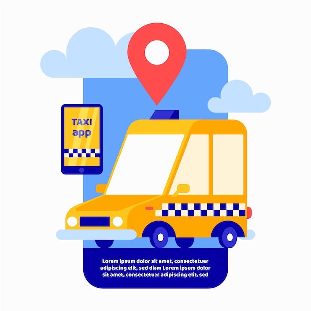 Free vector taxi app service concept design