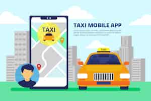 Free vector taxi app with phone interface