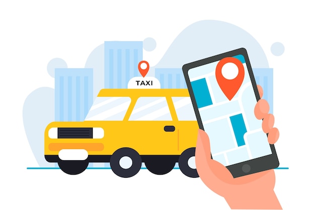 Free vector taxi application concept