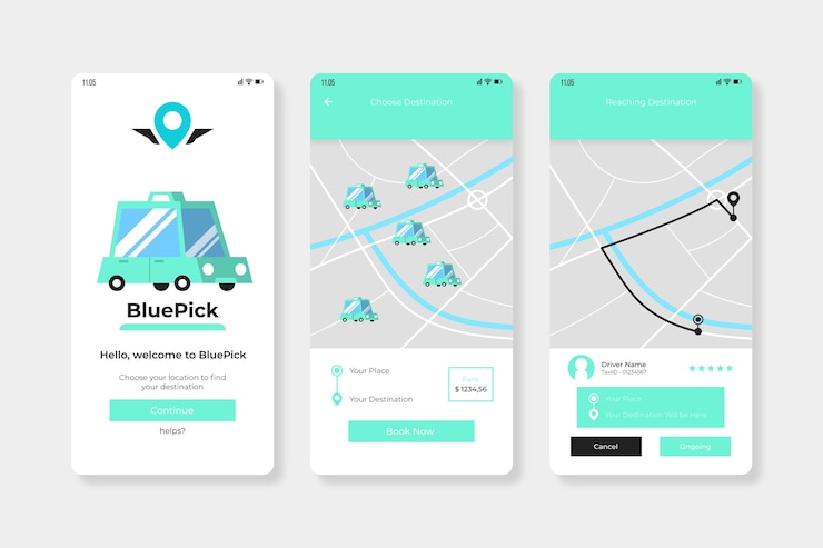 Free Vector taxi application interface