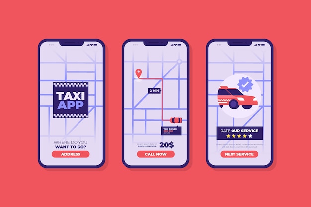 Free vector taxi application interface