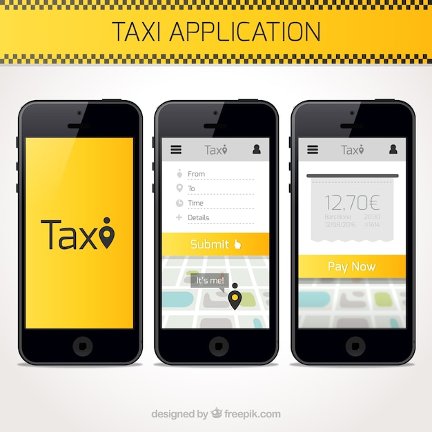 Vettore gratuito modello di applicazione di taxi