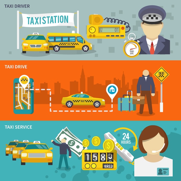 Free vector taxi banner set