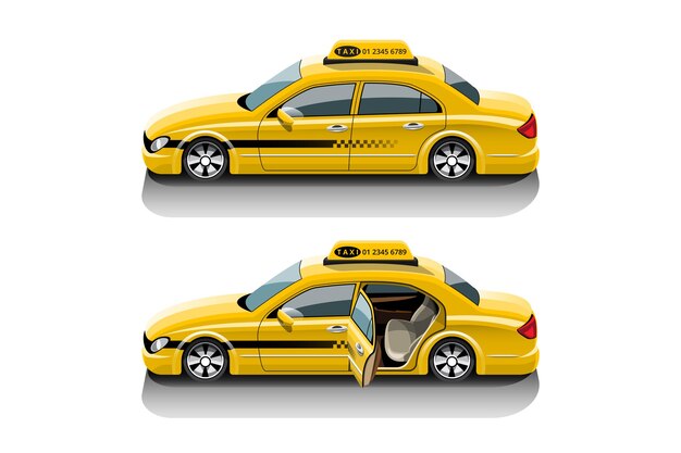 택시 자동차 서비스 세트