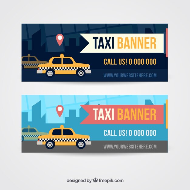 taxi in the city banners
