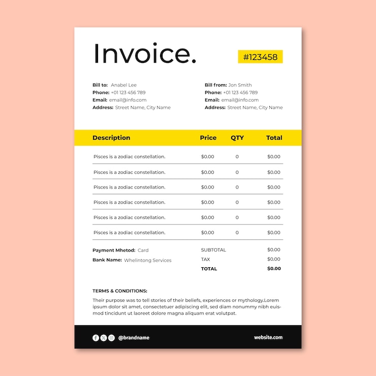 Free Vector taxi invoice template design