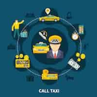 Free vector taxi pool round composition