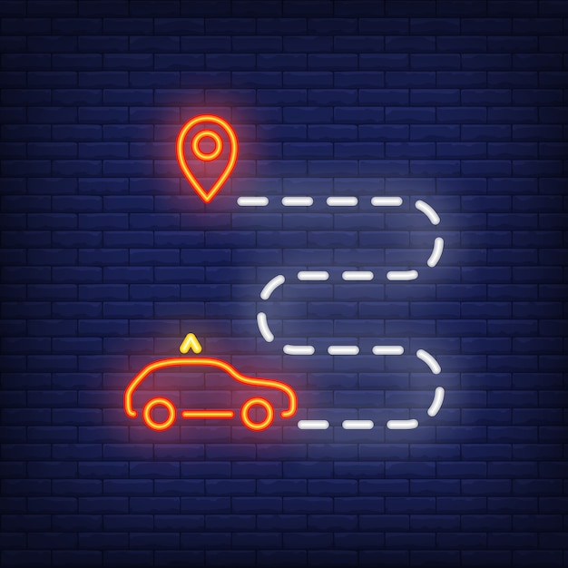 Free vector taxi route neon sign