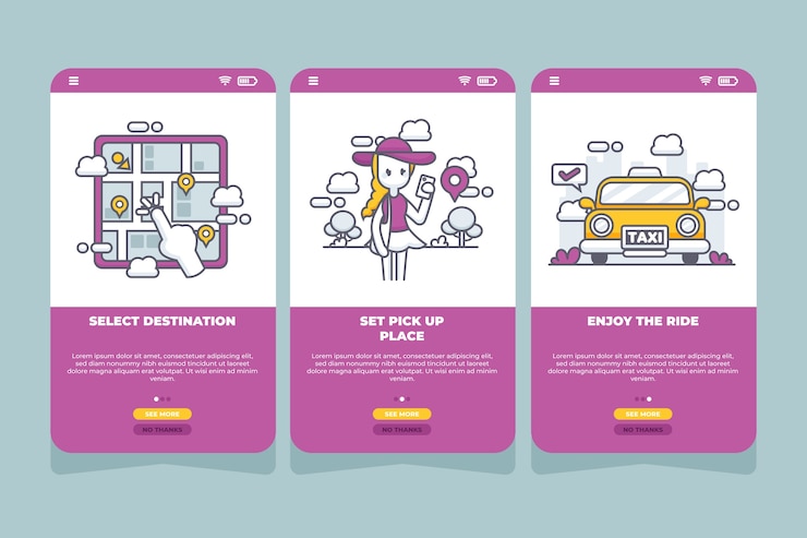 Free Vector taxi service mobile phone app