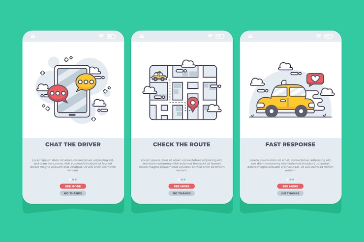 Free Vector taxi service mobile phone app