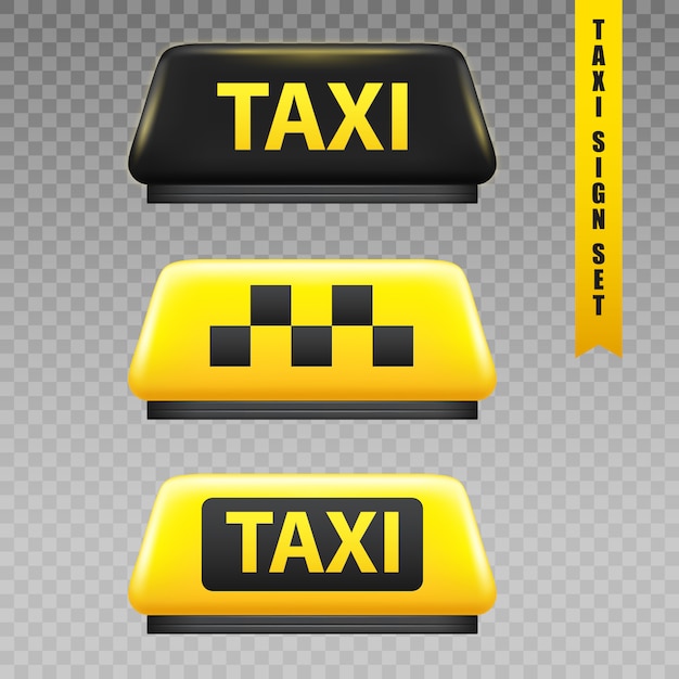 Set di taxi segno trasparente