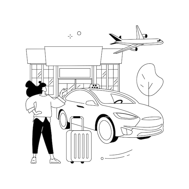 Такси трансфер абстрактная концепция векторной иллюстрации Аэропорт частный трансфер грузовое такси гостиничный транспорт безопасное быстрое путешествие профессиональный водитель бизнес-класса абстрактная метафора