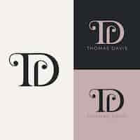 Бесплатное векторное изображение Дизайн монограммы логотипа td