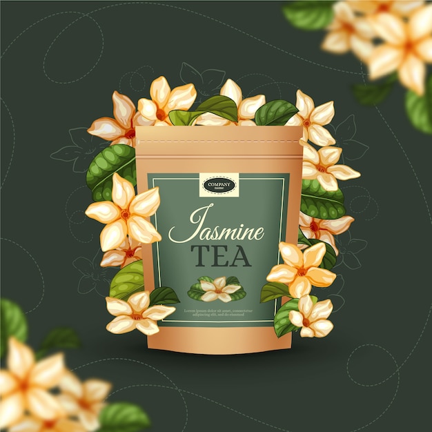 Бесплатное векторное изображение Чайная реклама с ручной росписью