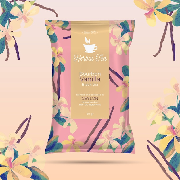 Free vector tea ad with watercolor decoration