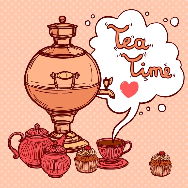 Free Vector tea background with samovar