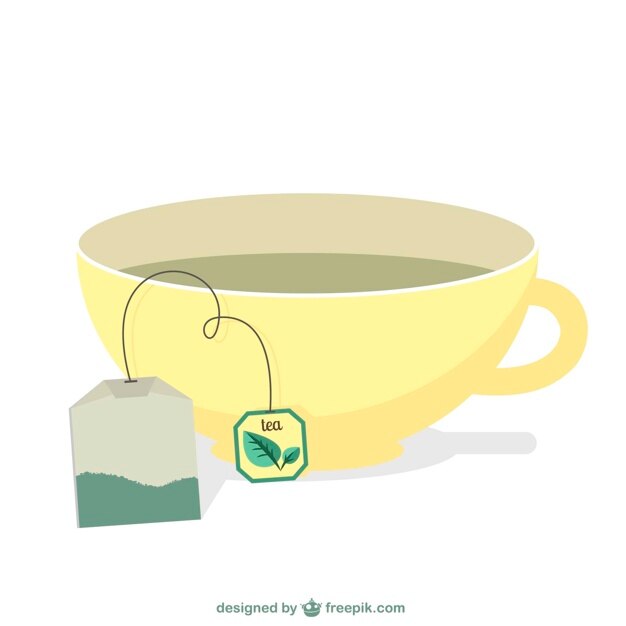 Tea bag and cup vector