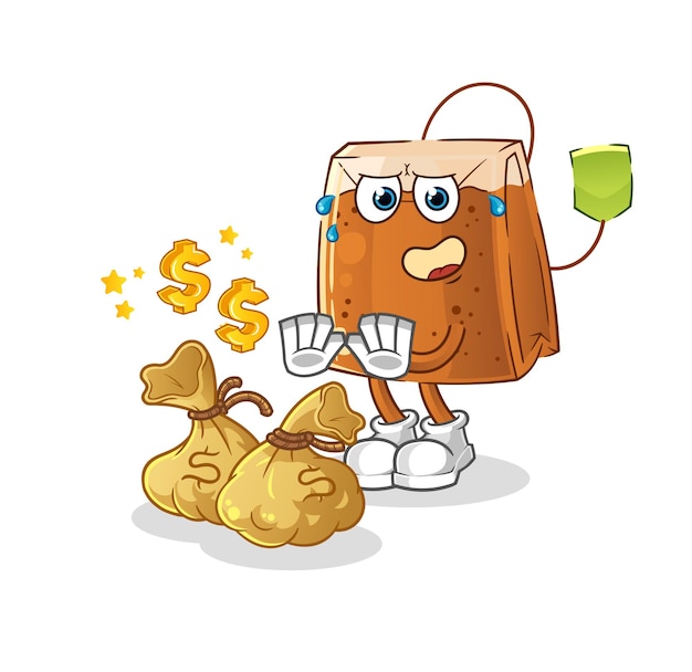 Tea bag refuse money illustration. character vector