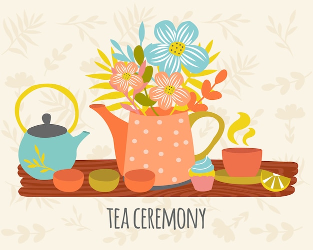 Free vector tea ceremony hand drawn design