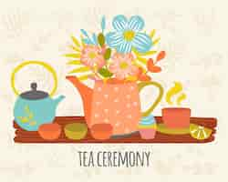 Free vector tea ceremony hand drawn design