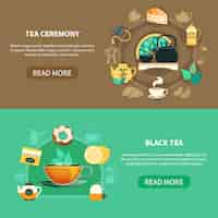 Free vector tea ceremony horizontal banners